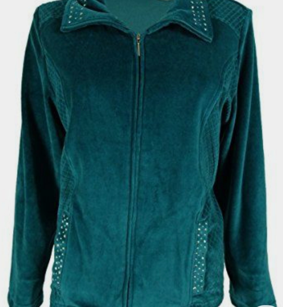 Alfred Dunner Velour Zippered Jacket Sz 16